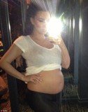 Kim Kardashian revealed her sizable belly as she hit six month mark pregnancy