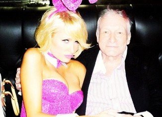 Paris Hilton joined Hugh Hefner and his ladies at the Playboy mansion for the annual egg hunt