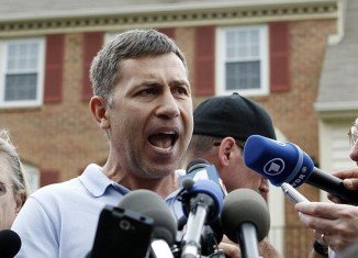 Ruslan Tsarni held a press conference outside of his home in Montgomery Village, Maryland