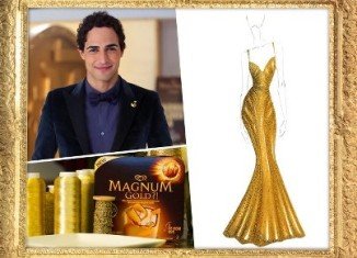 Zac Posen’s $1.5 million dress was made to look like melting ice cream and was created in honor of Magnum's new Gold ice cream bar