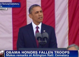 Barack Obama has paid tribute to America's fallen soldiers in a moving Memorial Day speech at Arlington National Cemetery