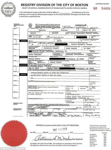 Tamerlan Tsarnaev death certificate: Shot by police and then ran over ...