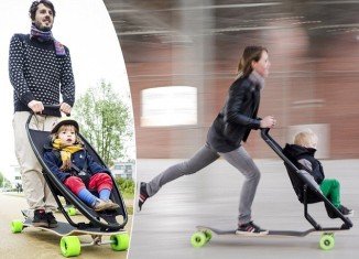 Longboardstroller, the coolest invention for adventurous new mothers is here