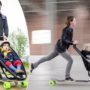 Longboardstroller: Quinny baby buggy mounted on a skateboard