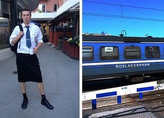 Male train drivers in Sweden have circumvented a ban on shorts by wearing skirts to work in hot weather
