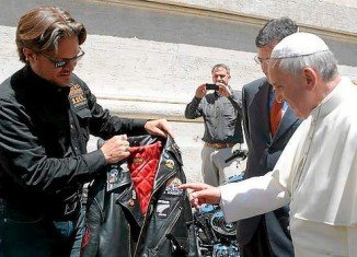 Pope Francis blessed crowds of motorcyclists at the Vatican for the 110th anniversary of Harley-Davidson
