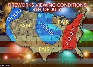 Bad weather is expected to put a dampener on 4th of July celebrations in the south and mid-west with rain and threats of heavy flooding on Thursday