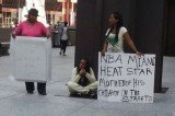 Dwyane Wade’s ex-wife Siohvaughn Funches has taken to the streets of Chicago carrying a sign saying he has left her homeless