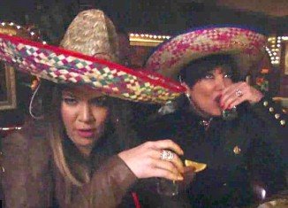Kris Jenner and Khloe Kardashian seen at a Mexican bar downing shots of tequila
