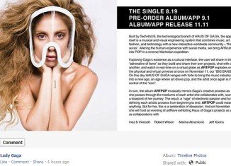 Lady Gaga unveiled a new promotional picture from her new album Artpop, which will be released as a phone app