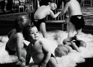 Petro Wodkins has created a fake ad for Armani diapers in a bid to send a message about consumerism