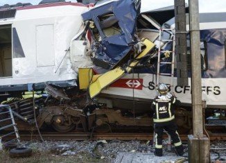 Two trains have collided in western Switzerland injuring at least 40 people have been injured