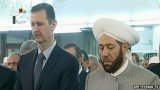 Bashar al-Assad unharmed at a prayer service at a Damascus mosque to mark the end of Ramadan
