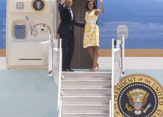 The First Family departed The Disabled American Veteran National Convention in Florida for their annual eight-day vacation on Martha's Vineyard