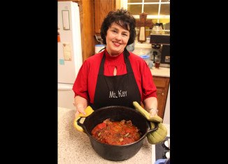 Miss Kay Robertson uses eight cubed steaks in her Swiss steak recipe and cuts them into smaller pieces to be served on rice