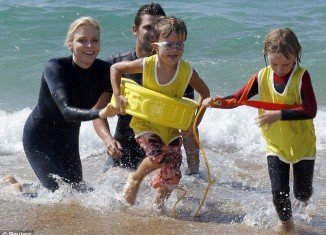 Princess Charlene of Monaco was seen swimming with children in Saint Geours de Maremne in southwestern France