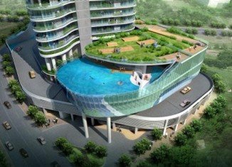 The Wadhwa group is building The Aquaria Grande in Mumbai, planning to feature a swimming pool on the balcony of select apartments in the complex