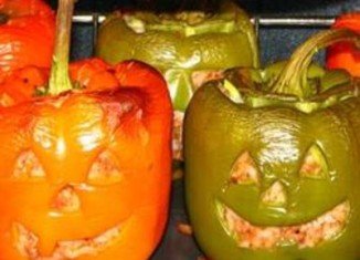 Halloween Stuffed Jack-O-Lantern Bell Peppers
