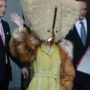 Lady Gaga wears cheese head mask for ARTPOP world premiere in Berlin