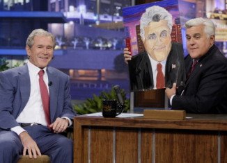 George W. Bush presented Jay Leno with a portrait of the comedian