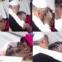 Pope Francis kisses and holds disfigured man at his weekly general audience