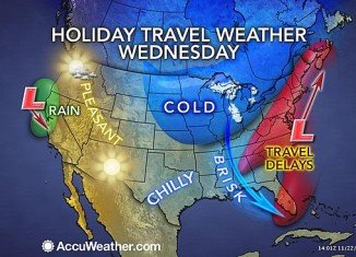 Thanksgiving travelers in the East and South on Tuesday and Wednesday will face trouble as a storm brings most areas rain but could also bring heavy snow to a narrow swath