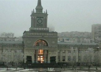 A nearby security camera facing Volgograd’s train station caught the moment of the blast