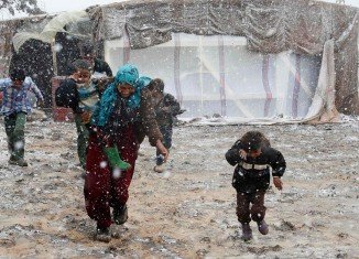 Syrian refugee camps in Lebanon have been hit by a fierce winter storm