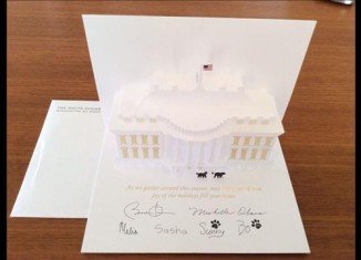 The White House has unveiled this year’s Christmas card featuring dogs Bo and Sunny