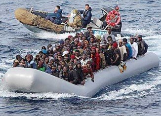 Italian and Greek coast guards saved more than 300 migrants from rough waters in two separate incidents