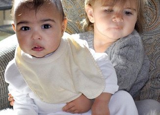 Kim Kardashian shared an adorable picture of her 7-month-old daughter North West with Kourtney’s 18-month-old girl Penelope