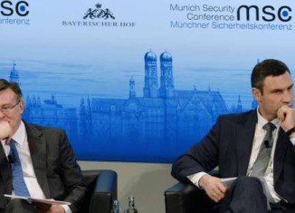Foreign Minister Leonid Kozhara and opposition leader Vitali Klitschko have clashed face to face at this year’s Munich Security Conference