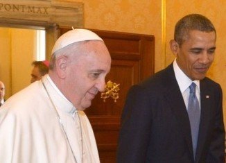 Barack Obama has met Pope Francis for the first time during his European tour