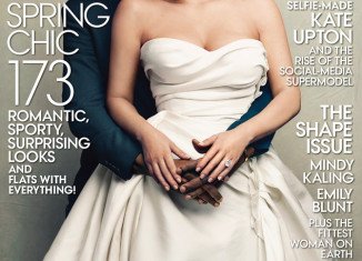 Kim Kardashian and her fiancé Kanye West will feature Vogue’s cover for the magazine’s April issue