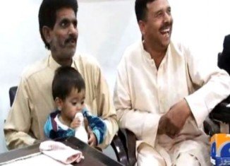 Baby Muhammad Mosa Khan is one of more than 30 people facing charges after a police raid to catch suspected gas thieves in the city of Lahore