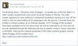 Scam postings promote CCTV video footage of a roller coaster accident at Universal Studios in Florida