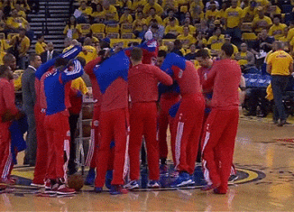 The Los Angeles Clippers went through a pre-match routine with shirts on inside-out to hide the team's logo