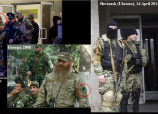 The US State Department has released photos purportedly showing the same bearded Russian soldier in operations in Georgia in 2008 and Kramatorsk and Sloviansk in Ukraine in 2014