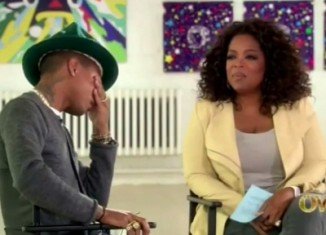Pharrell Williams crying on Oprah Winfrey’s show