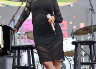 Pregnant Christina Aguilera showed off her baby bump while performing at the KIIS FM Wango Tango in Carson