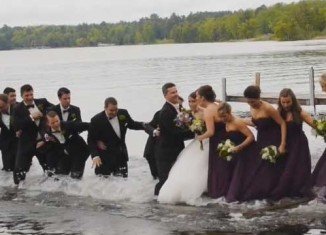 Dan and Jackie Anderson were posing for pictures with their groomsmen and bridesmaids on their wedding day when the jetty they were standing on collapsed