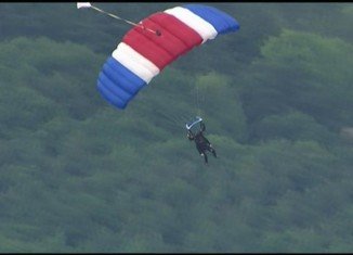 George H.W. Bush celebrated his 90th birthday by making a tandem parachute jump near his summer home in coastal Maine