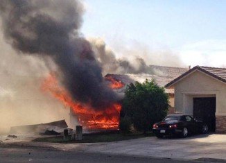 The AV-8B Harrier jet from the Yuma air base in Arizona has crashed into homes in the California desert
