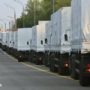Russian aid convoy trucks stalled in Voronezh