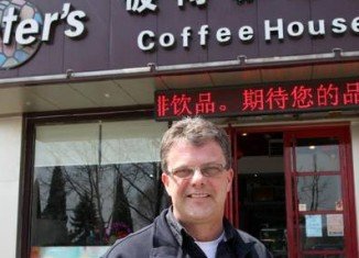 Kevin Garratt and his wife Julia couple run a coffee shop in Dandong just across the border from North Korea