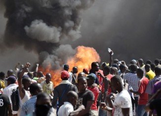 Angry protesters in Burkina Faso have set fire to parliament