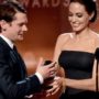 Angelina Jolie greets Jack O’Connell with “ay up me duck” at Hollywood Film Awards 2014
