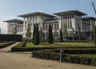 The controversial 1,000-room palace known as Ak Saray was built on a forested hilltop on the edge of Ankara, on more than 1.6 million sq ft of land