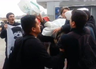Three American sailors have been attacked by Turkish nationalist protesters in Istanbul