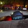 California Weather Bomb: Two Cars Swallowed by Sinkhole